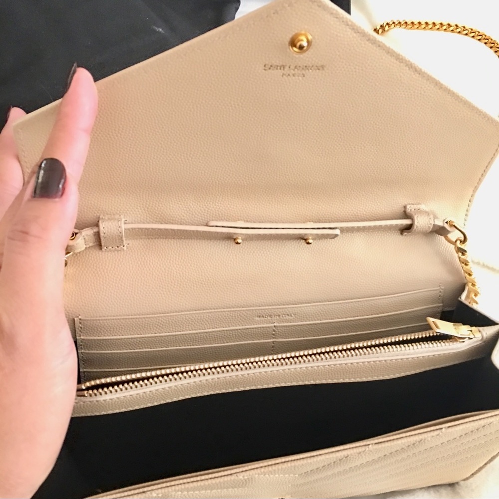 YSL wallet on chain Medium Nude poudre - Picture 5 of 7